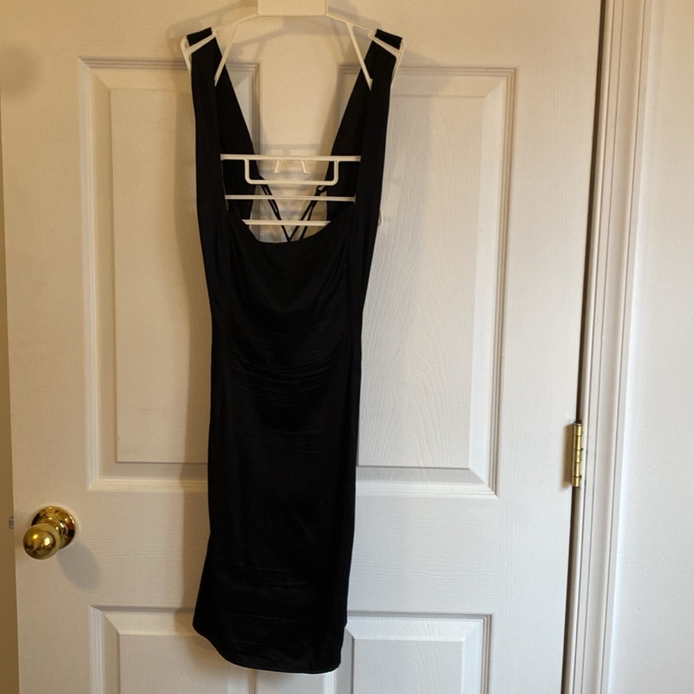 Meshki Carina Tie Back Black Mini Slip Dress - Picture 4 of 13